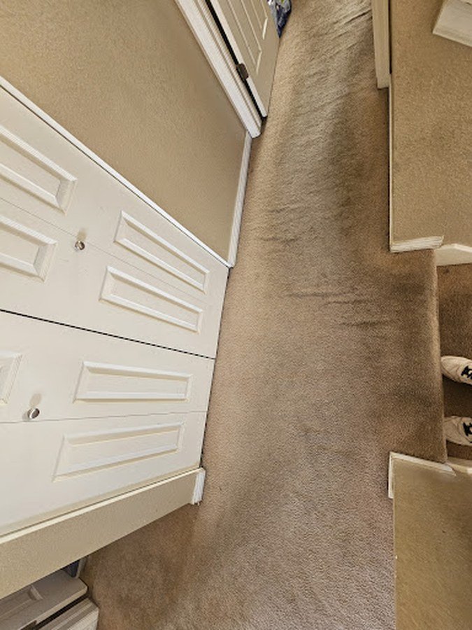 Hallway Carpet before cleaning in Pueblo CO